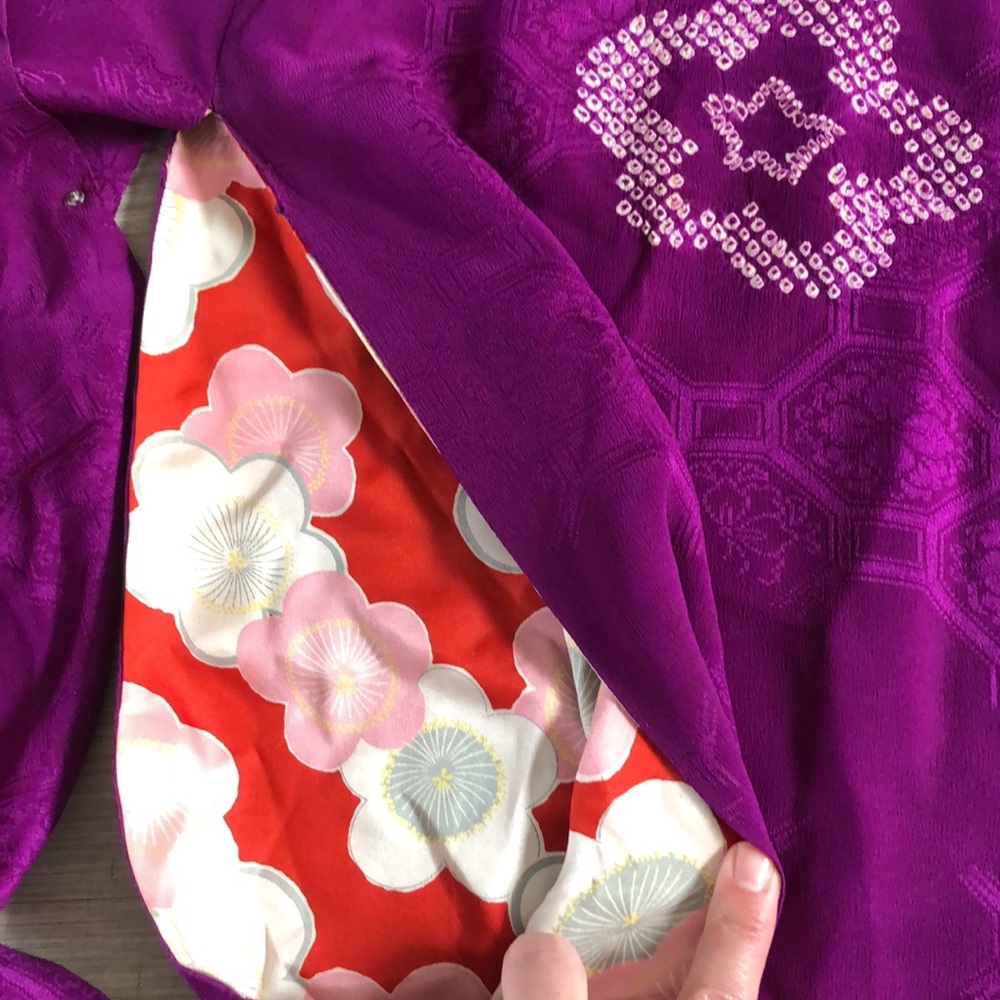 Purple silk kimono - Picture 8 of 11